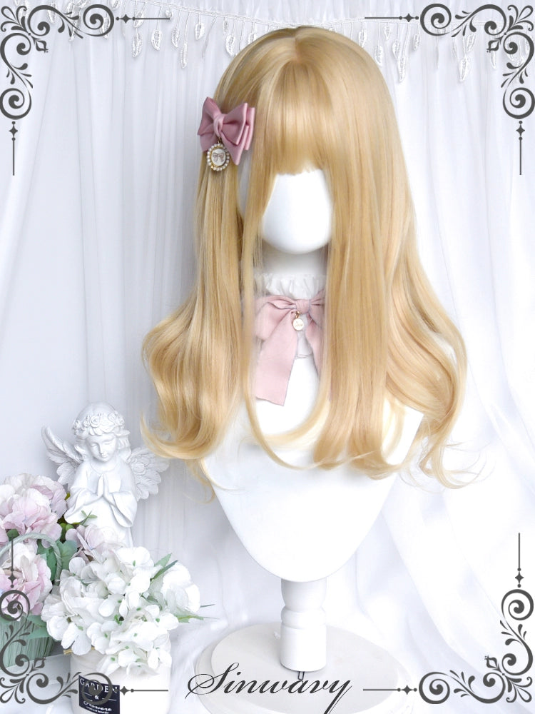 Sinwavy - 55CM Blonde Lolita Curl Wig Detachable Double Ponytail Long curl wig (with free tail comb+ hair net)