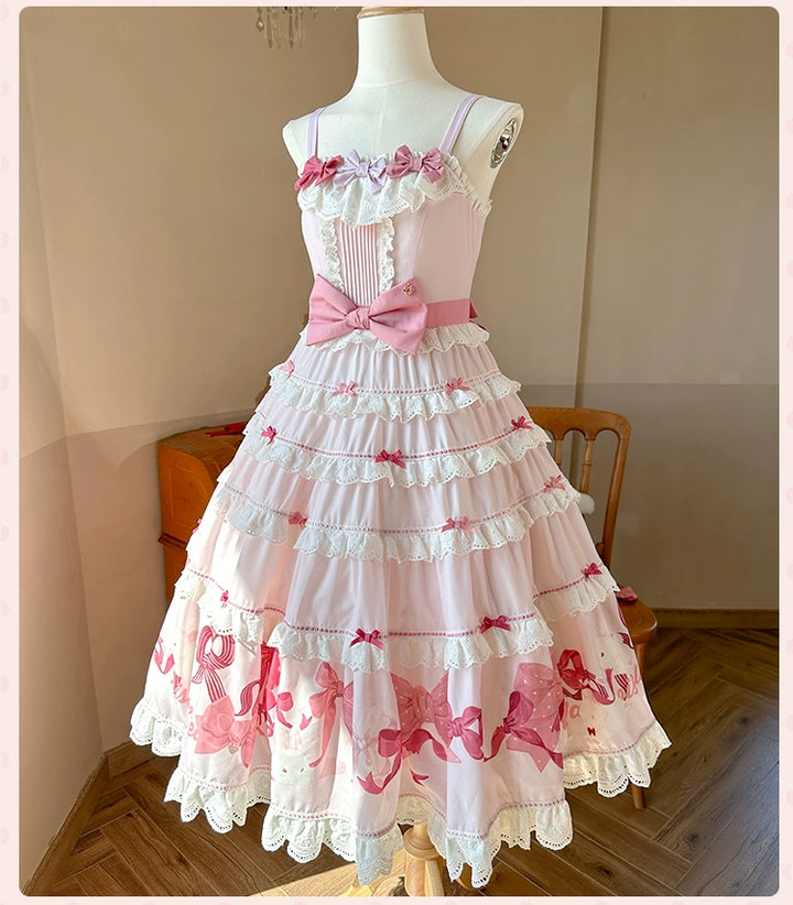 Mademoiselle Pearl~Bow Rabbit~IP Collab Sweet Lolita OP in Multiple Styles 43054:763905