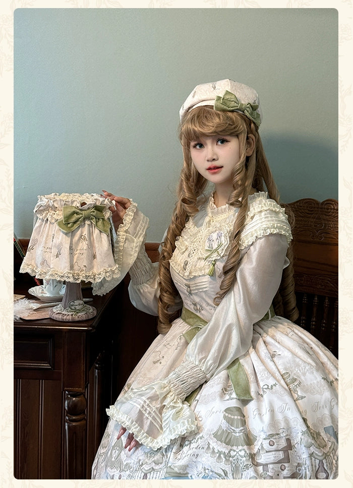 Alice Girl~Iris Study Room~Classic Lolita JSK Elegant Lolita Dress With V-neck   