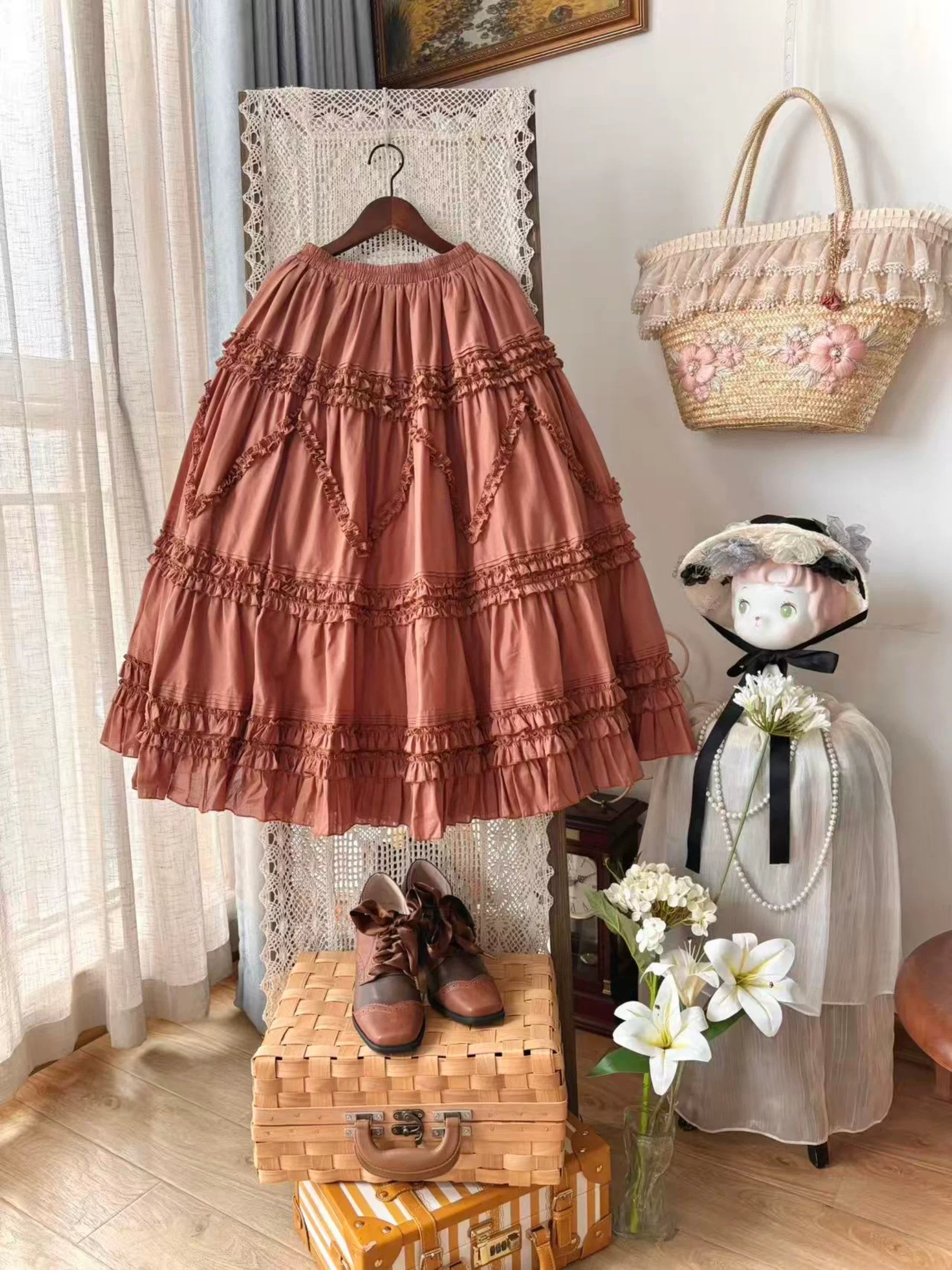 Country Lolita Underskirt, Cotton & Tiered Ruffles