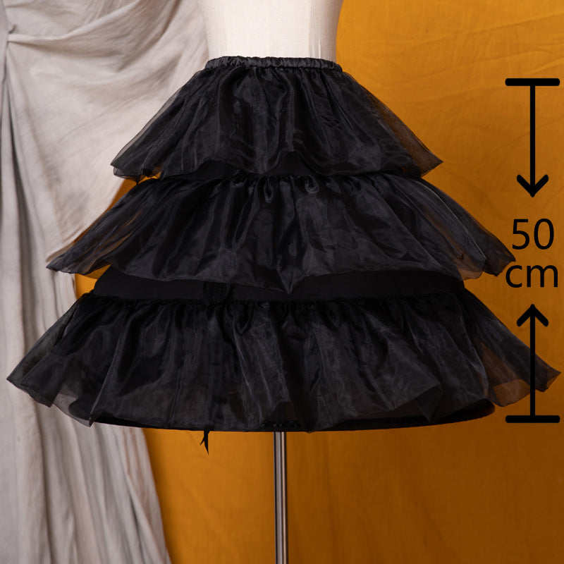 Eieyomi - Sweet Lolita Petticoat Adjustable Petticoat Black - 50cm One Size