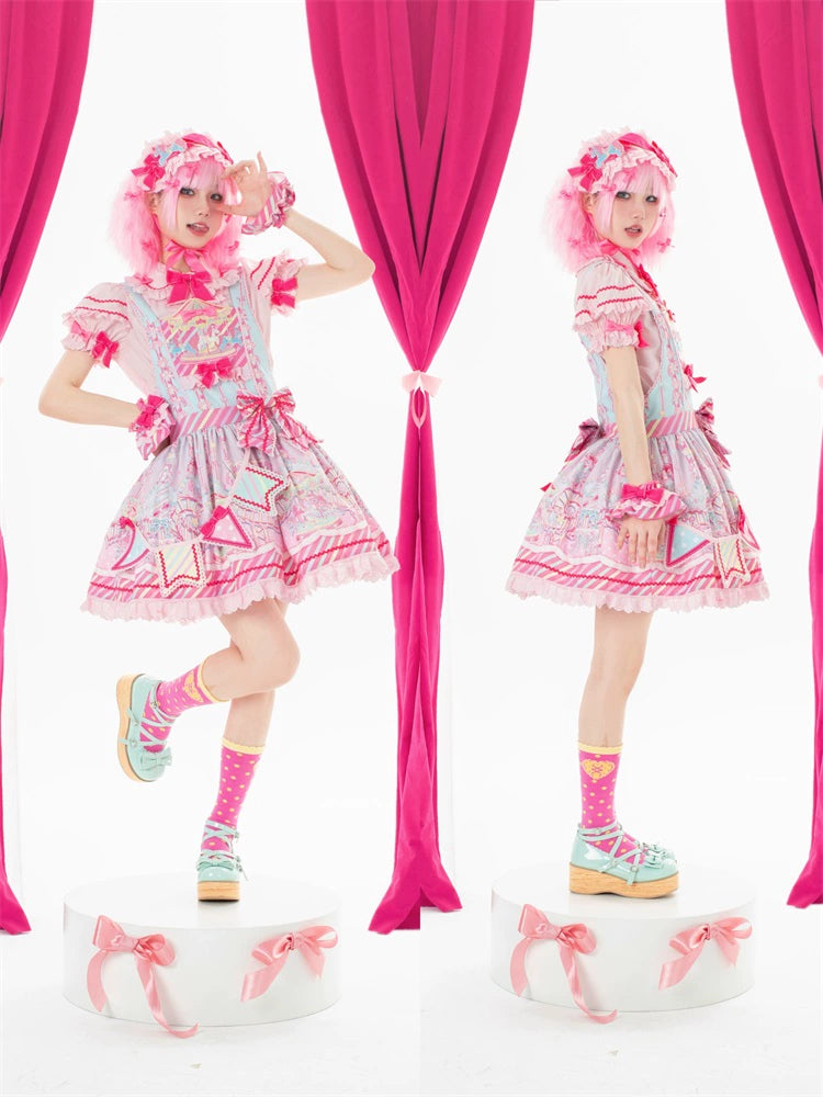 Letters from Unknown Star - Candy Park - Sweet Lolita Print Jumper Dress 29486:346370
