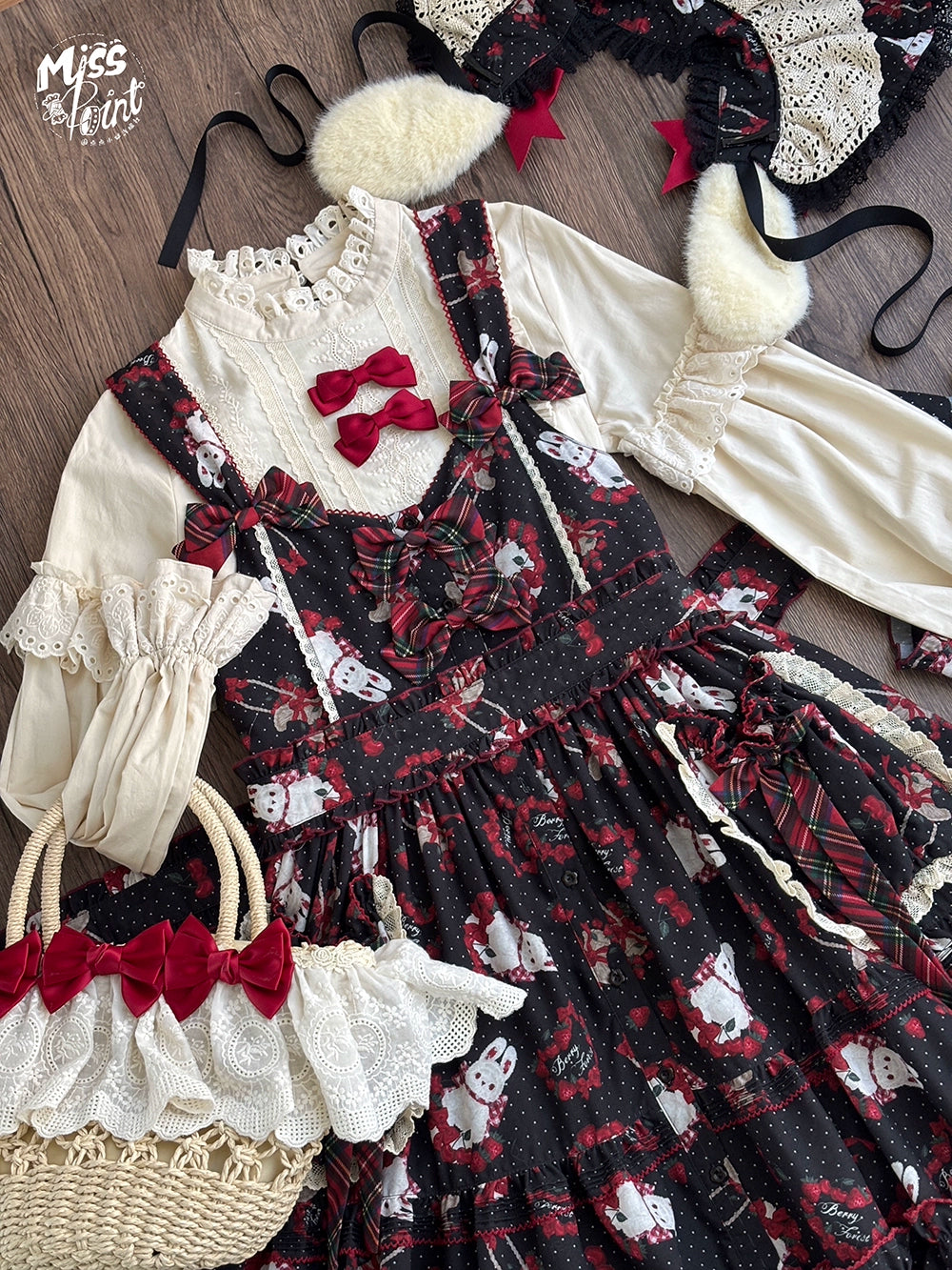 Miss Point - Forest Berry Bunny - Sweet Lolita JSK Elegant Bunny Print Dress 41972:720926