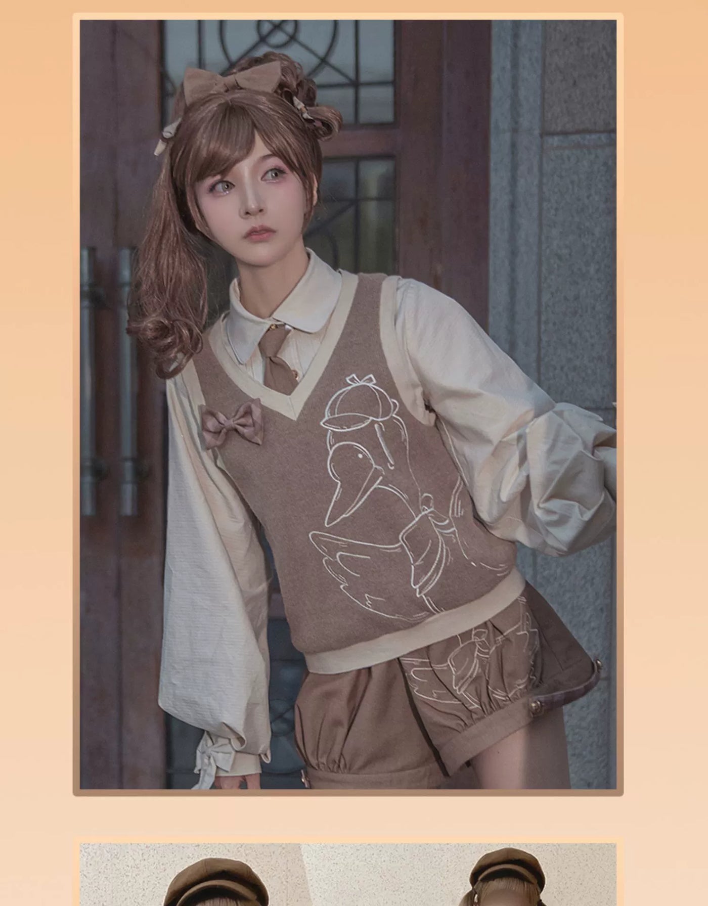 Steamed stuffed pig~Famous Detective Goose~Ouji Lolita Retro Brown Sweater Vest   