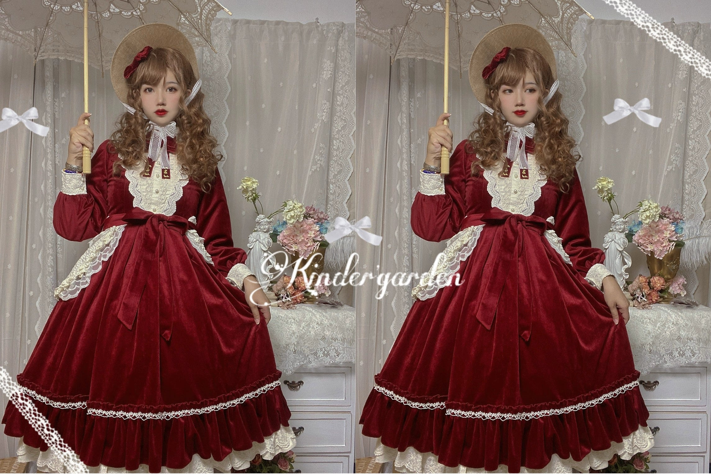 (BFM)Miss Point~Customized Lolita Dress Vintage Elegant Velvet OP Dress 32520:391628