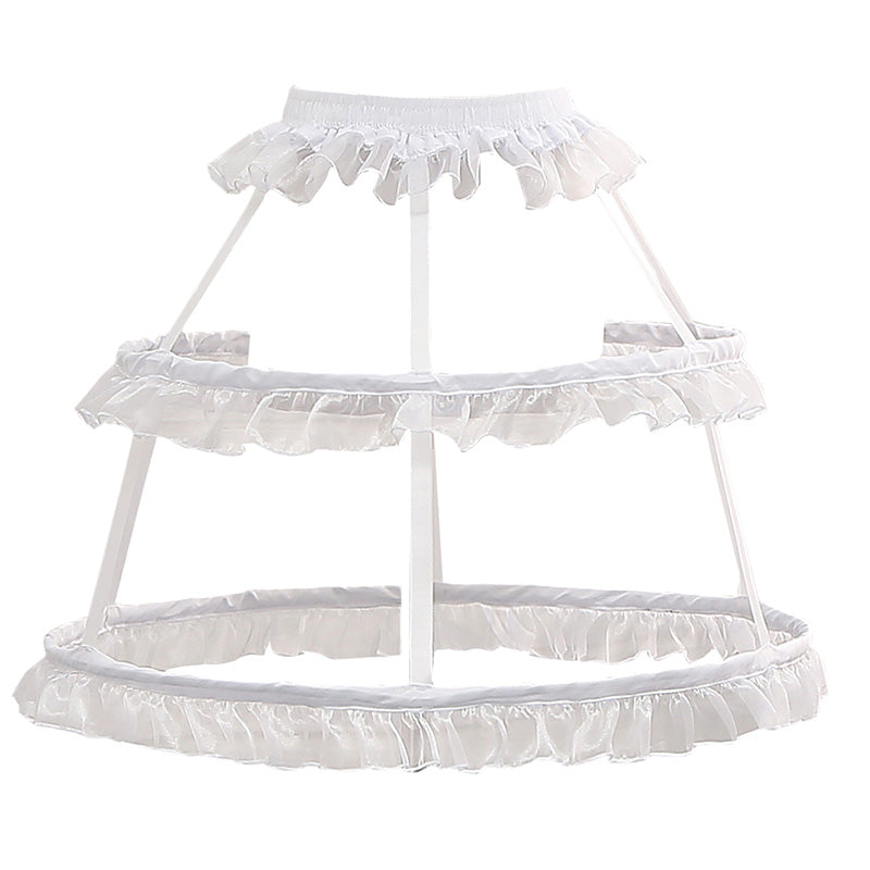 Manyiluo - Adjustable Lolita Petticoat Fish-bone Hollow-out Pannier white