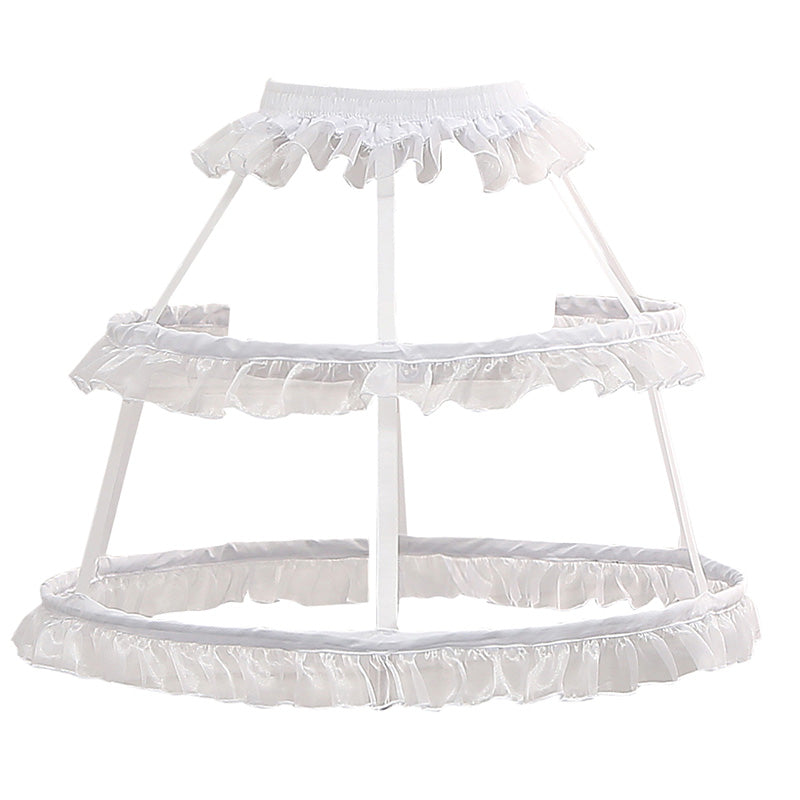 Manyiluo~Adjustable Lolita Petticoat Fish-bon Hollow-out free size white 