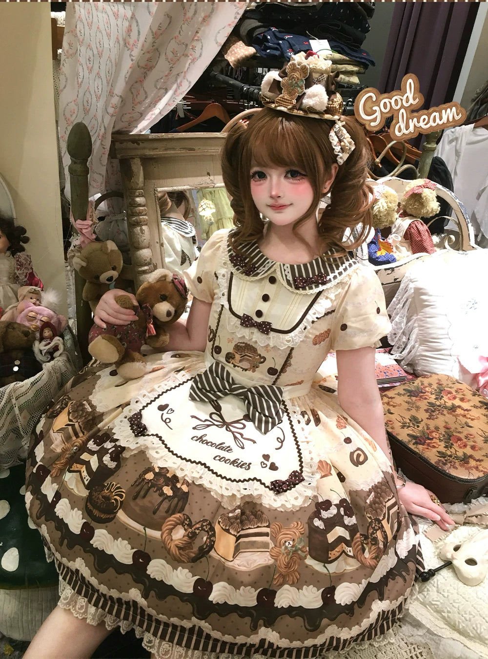 Cocoa Baker - Old School Lolita Dessert Printed OP & JSK Dress with Embroidery 45486:850990