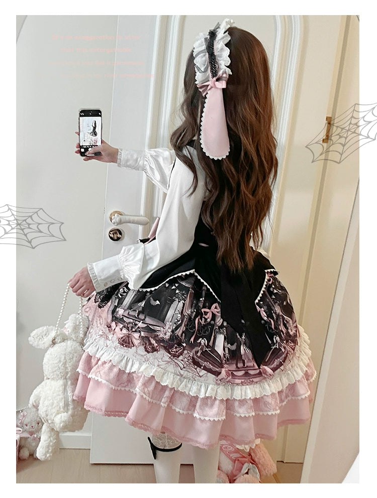 Honey Machine~Castle Bunny~Sweet Lolita Bust-Supporting JSK Doll Dress with Headband