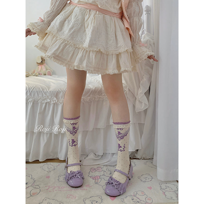 Roji Roji~Kawaii Lolita Bow Cotton Short Socks   
