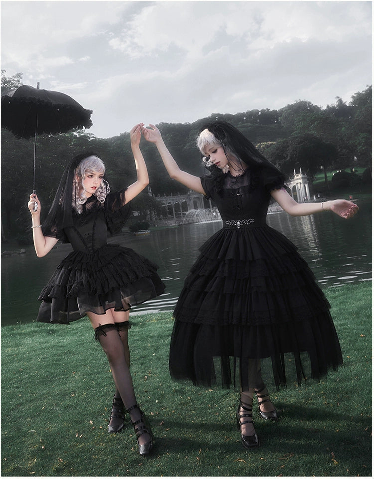With PUJI - Ivory Tower Enhance - Elegant Lolita JSK Dress Tiered Drawstring OP 38798:601662