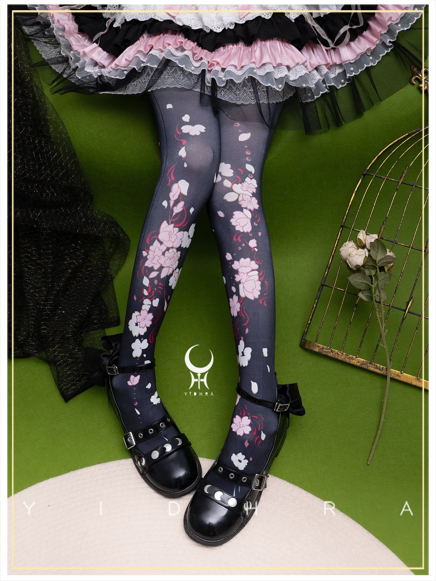 Floating Sakura - Stretchy Sakura Print Lolita Pantyhose