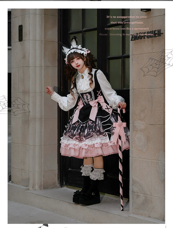 Honey Machine~Castle Bunny~Sweet Lolita Bust-Supporting JSK Doll Dress with Headband