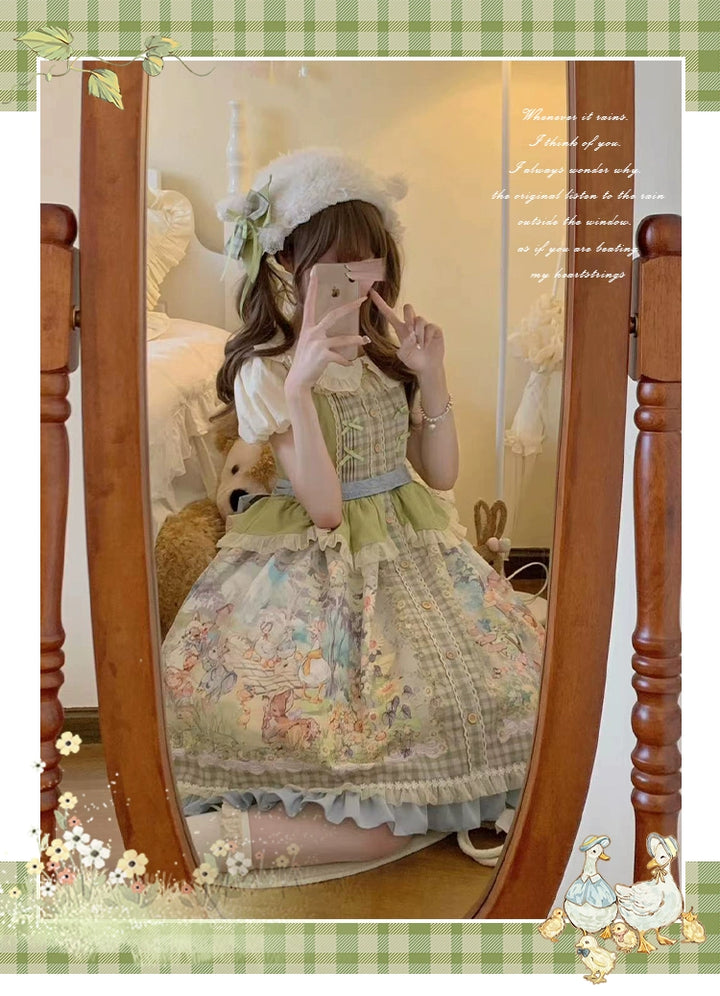 Strawberry Fantasia~Spring In The Air~Sweet Lolita JSK Green Lolita Dress   