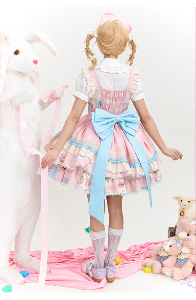 Mewroco~Cream Sugar~Sweet Lolita Flounce Hemline JSK free size (big bow on back) without pink 