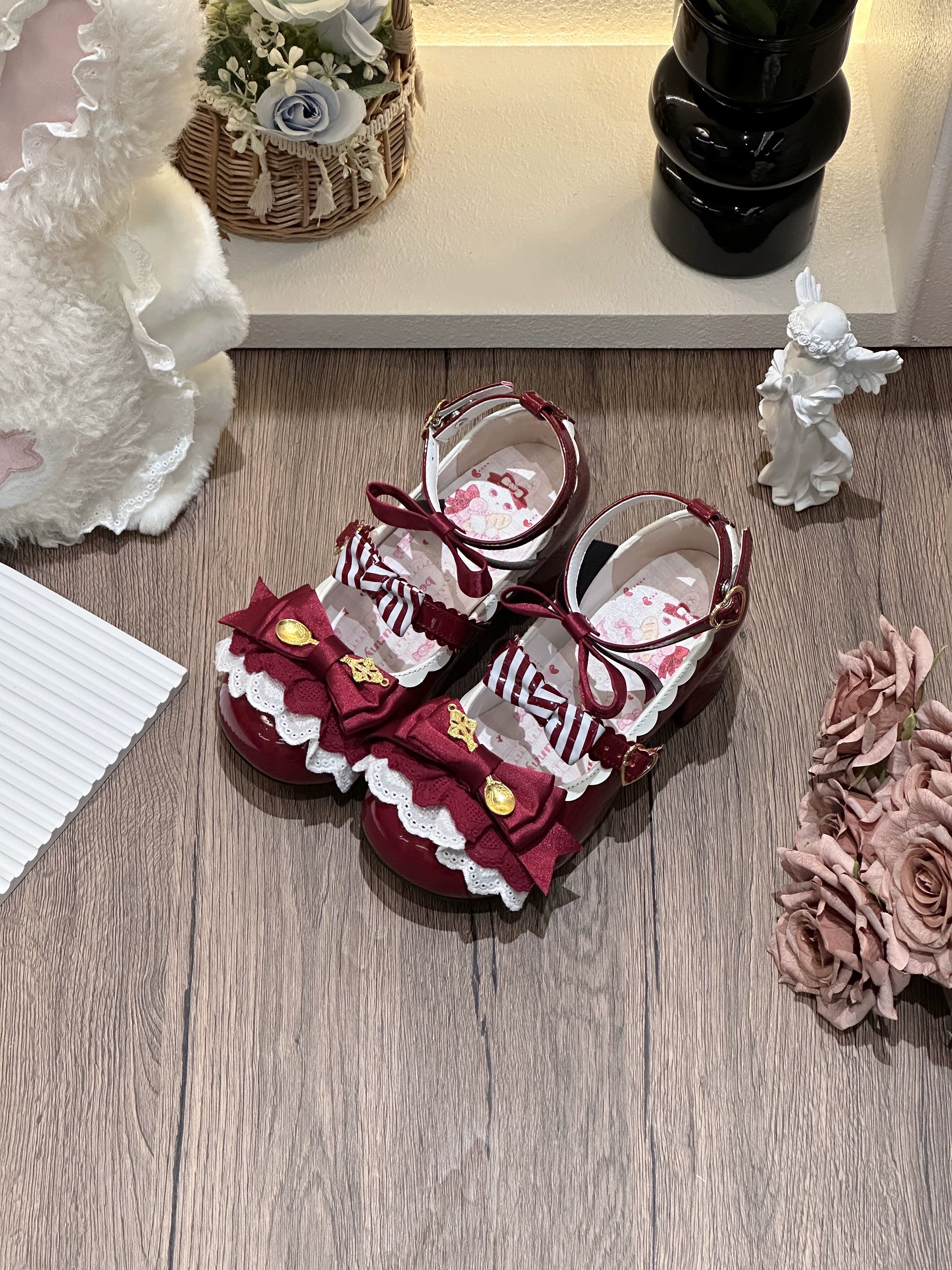 Beauty Bunny - Mousse Roll - Sweet Lolita Heel Shoes, Round Toe (Burgundy / 34 35 36 37 38 39 40) 43422:776320