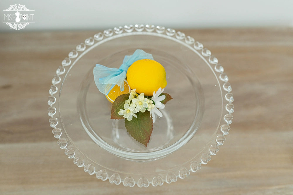 Miss Point~Daisy Lemon~Kawaii Lolita Lemon and Flowers Accessory lemon bow two-fuction brooch  