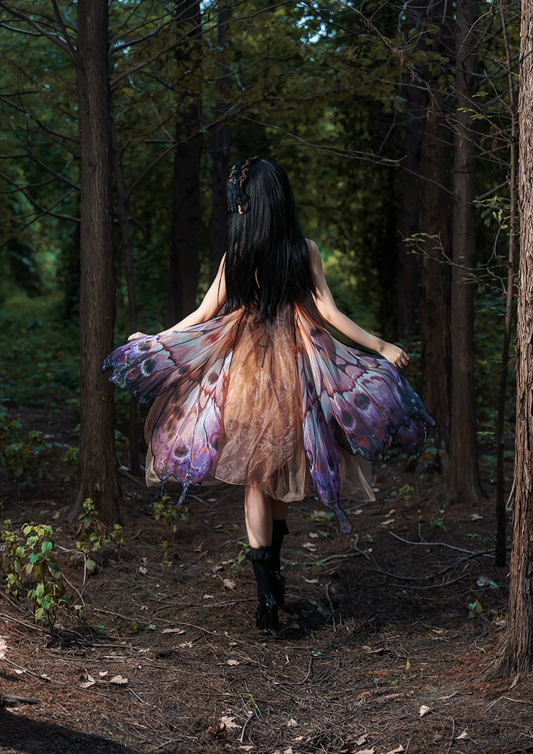 Urtto - Dead Leaf Butterfly - Chiffon Gothic Lolita JSK, Irregular Tiered Skirt 44352:804257