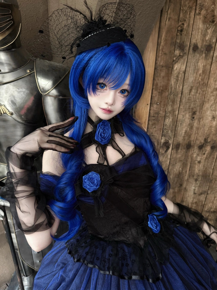 Blue Gothic Lolita Wig, Layered Curly Style 45532:851953