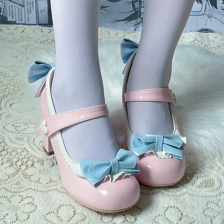 Fairy Godmother~Elegant Lolita Heels Shoes Mary Jane Shoes 34 Pink patent leather - medium heels 