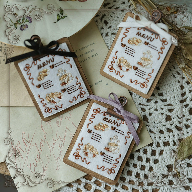 Star Box Design~Kawaii Lolita Embroidery Woodgrain Menu Brooch   