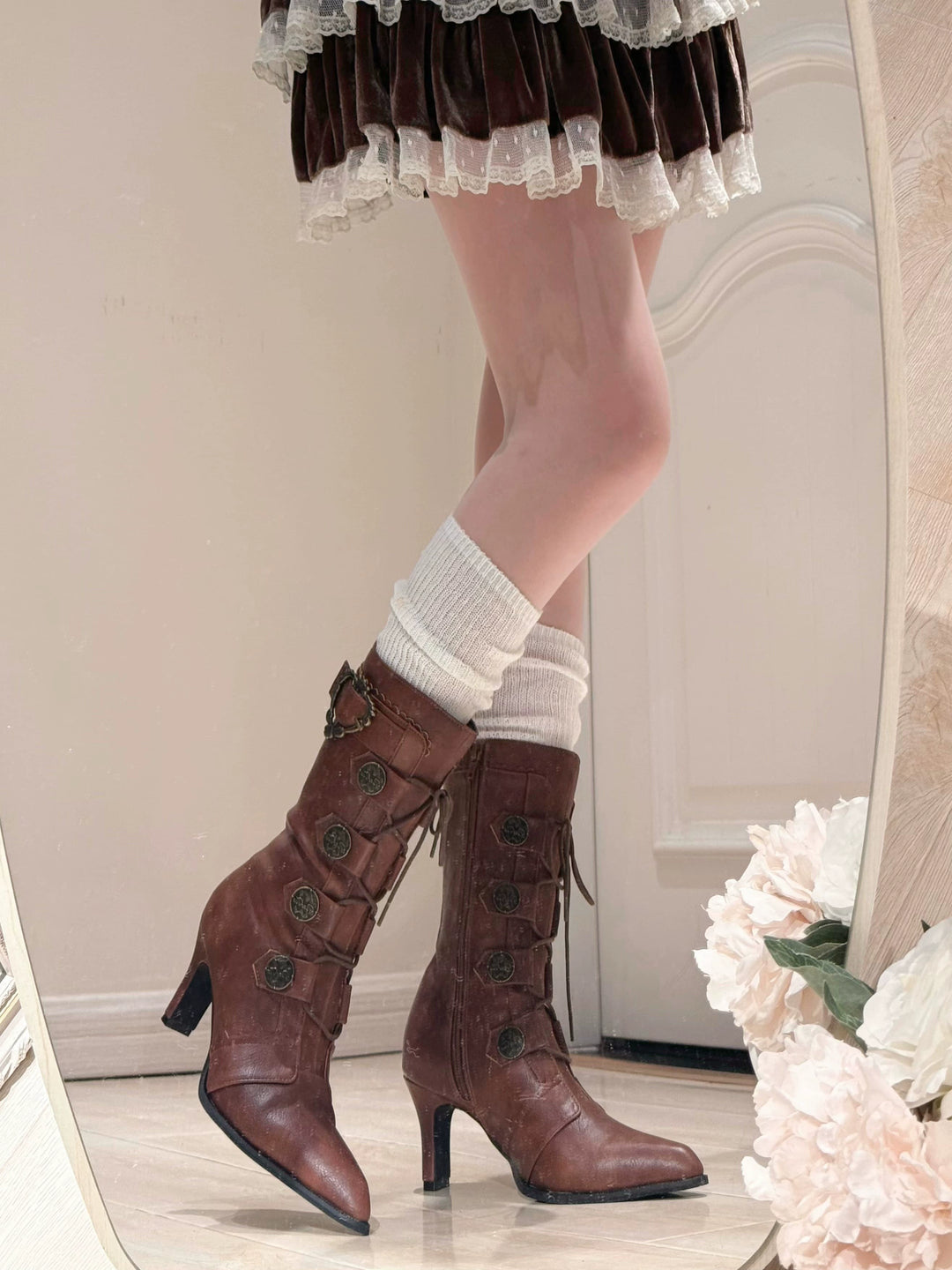 Pure Tea For Dream~Oakmoss~Classic Lolita Boots Pointed Toe Lolita Shoes