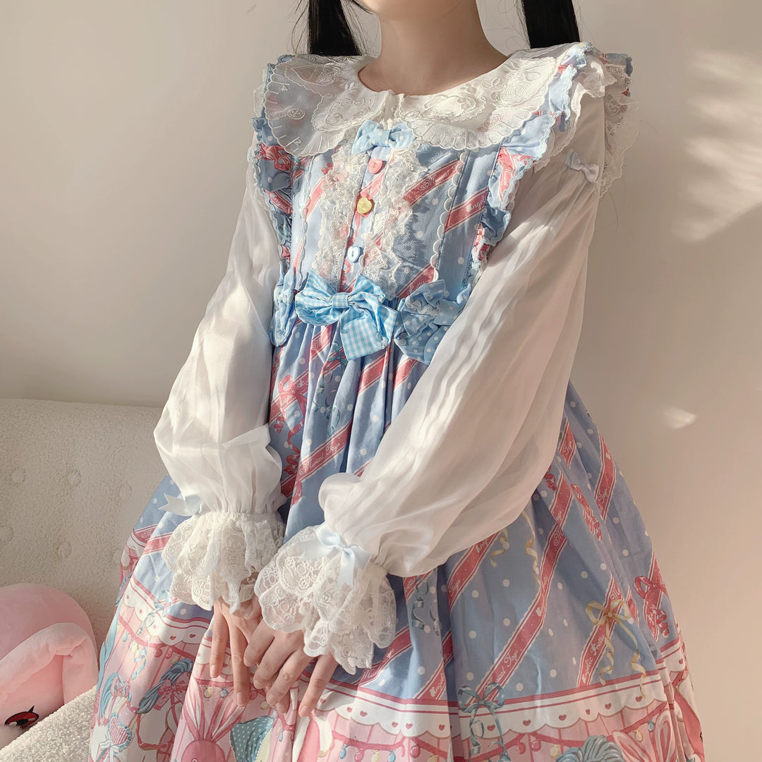 Flower Banquet~Sweet Lolita Blouse Embroidered Shirt with Long Sleeve   