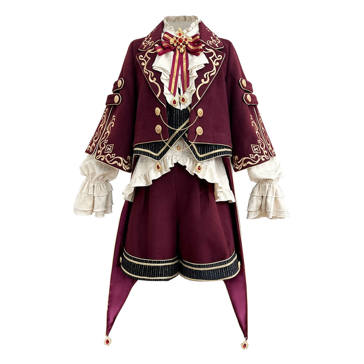 Letters from Unknown Star~Heir~Ouji Lolita Shorts Set Military Prince Lolita Coat and Blouse Coat+ Blouse + Shorts S