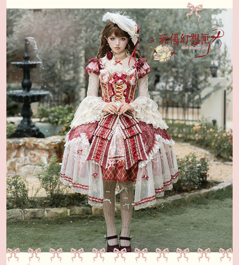 YingLuoFu - Doll Fantasy Box - Sweet Lolita JSK Dress & Tulle Blouse Set 44261:801499