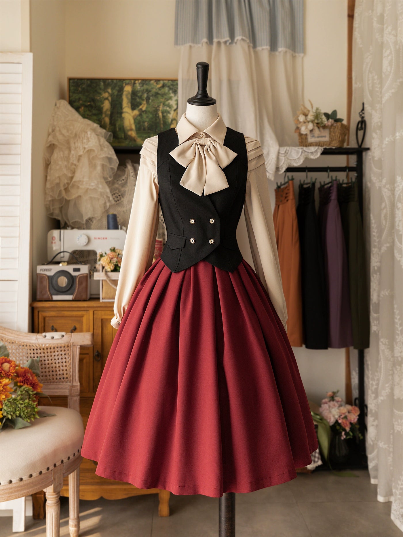 Forest Wardrobe~Forest Basket~Elegant Lolita Vest V Collar Retro Waistcoat   