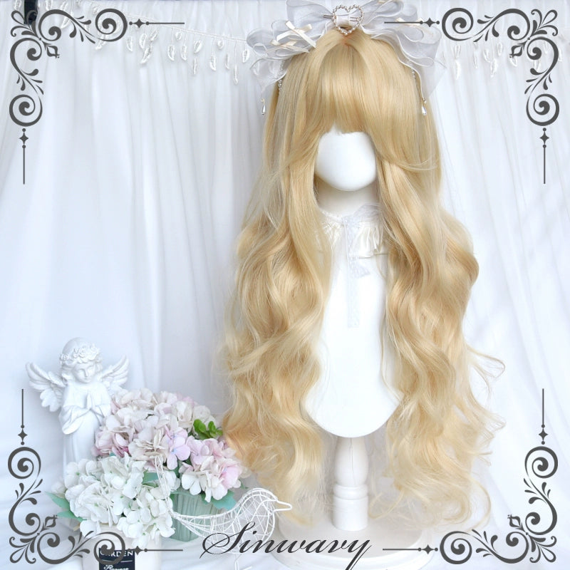 Sinwavy~Elegant Lolita Platinum Wig Long Curly Layered Wig   