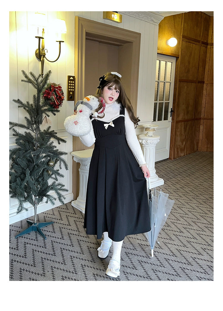 Yingtang~Sweet Lolita Coat Plus Size Lolita Dress Set XL black strappy dress 
