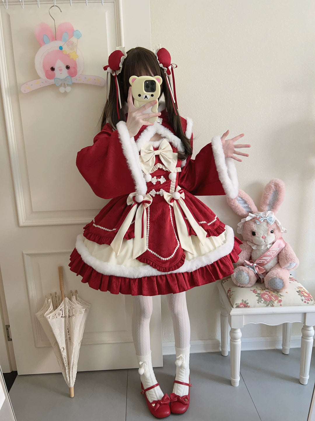 Sugar Girl~Taomian Meiyi~Winter Qi Lolita JSK Suit New Year Lolita Dress