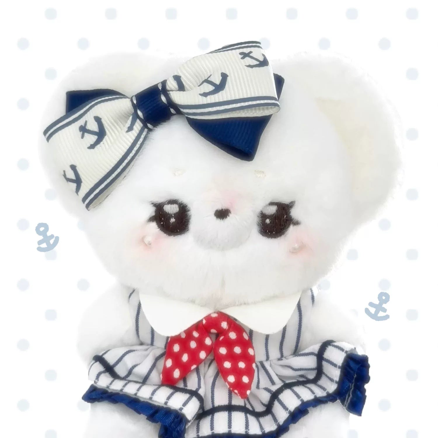 Kawaii Lolita Bear Bag Pendant, Soft Plush Navy White Only