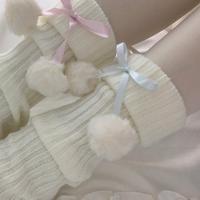 Roji roji~Sweet Cotton Lolita Ankle Socks Bow Leg Warmer Loose Socks Free size blue bows 