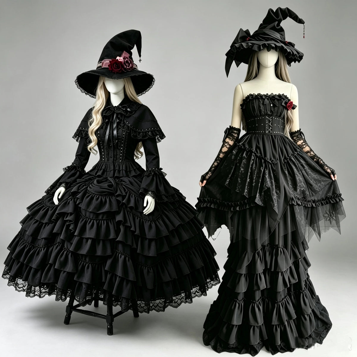 Wedding Lolita Long Volume Underskirt, Layered Ruffles 46117:875478