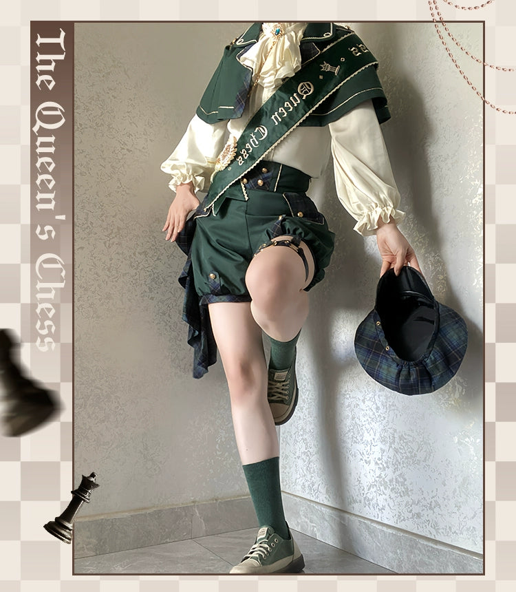 (BFM)Forest Fluorescent Carps~Queen's Chess~Ouji Lolita Prince Outfit Lolita Cape Shirt Shorts Set   