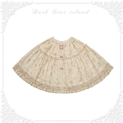 Dark Star Island~Lily&Mountain Breeze~Lily Print Lolita Camisole Skirt Set S Ivory skirt 