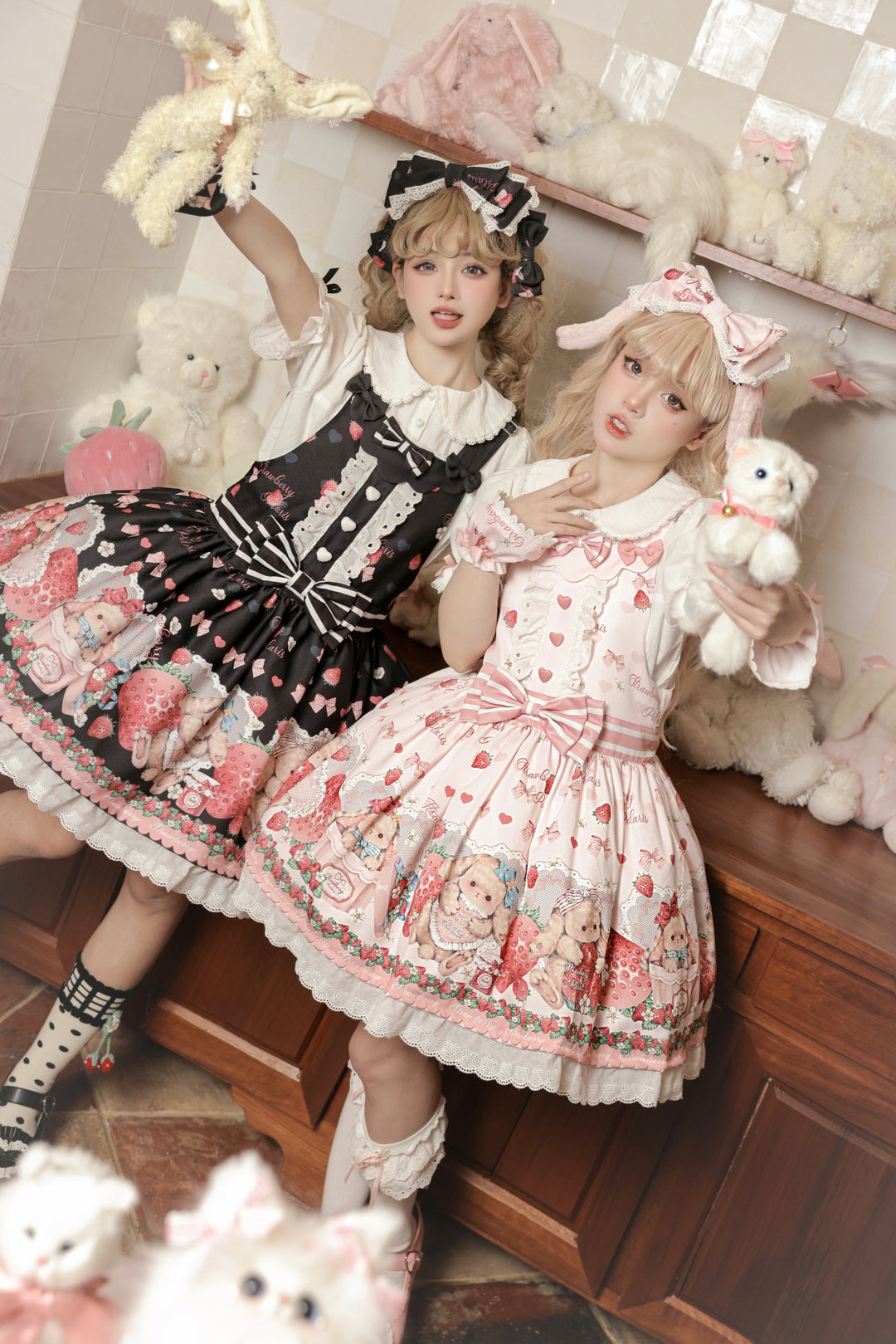 Polaris Lolita~Rabbit Berry Gift Box~Sweet Lolita Salopette and Dress Set