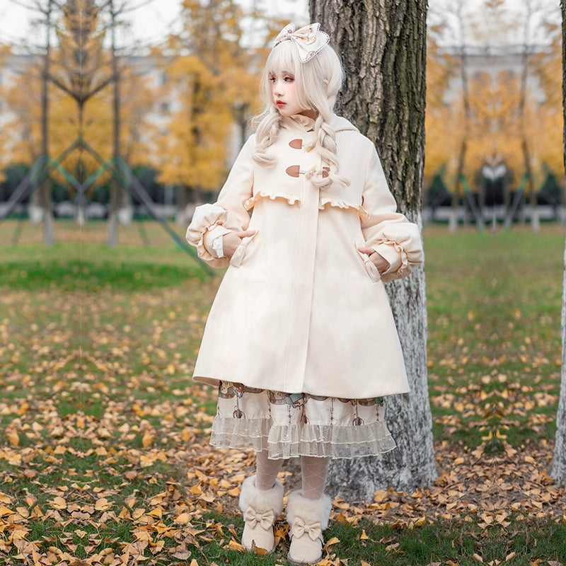 Fairy Cat~Sweet Lolita Coat Autumn and Winter Lolita Outwear Off-white S 