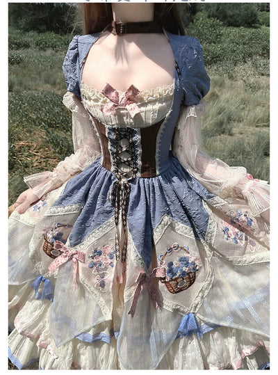 (BFM)Shuangsheng Dream Island~Country Lolita Dress OP Bouquet Embroidery   