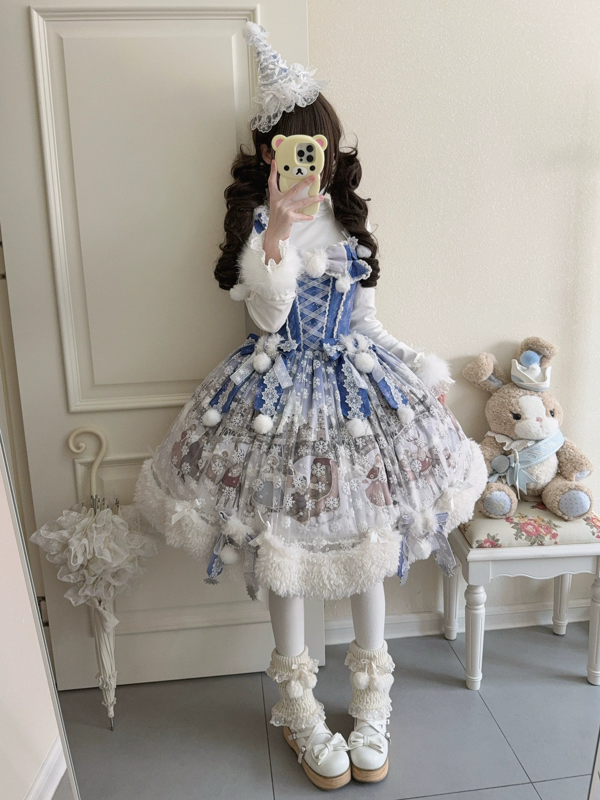 Jiuniangtutao - Edelweiss Moment - Fluffy Sweet Lolita JSK, Snow Details 44264:801700