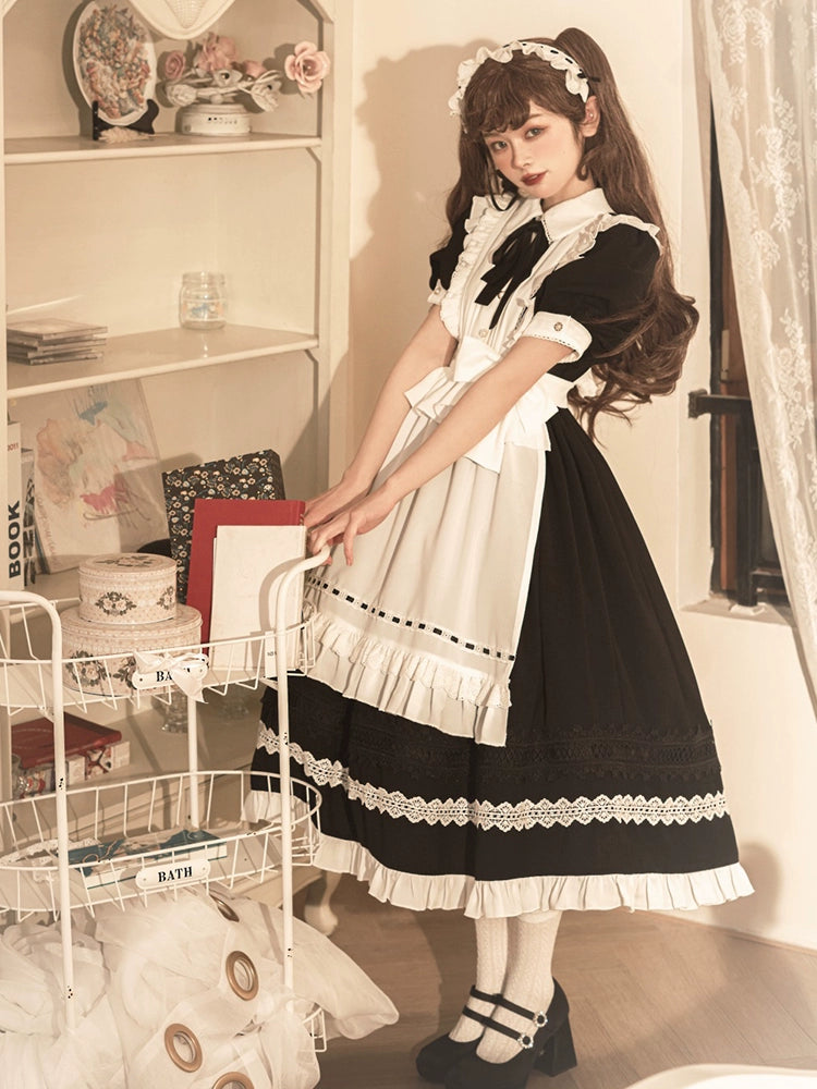 Sweet Date~Halloween Gothic Lolita OP Maid Lolita Dress Elegant Lolita OP   