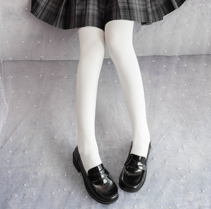 Yidhra~120D Daily Lolita Solid Color Velvet Spring Leggings free size 300g-white 