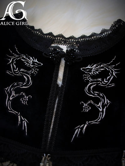 Alice Girl~Bony Dragon~Chinese Style Lolita Black Cape   