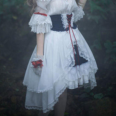 JS Lolita~Snow White in Forest Mist~Elegant Lolita Lace Split Type OP Set S overskirt 