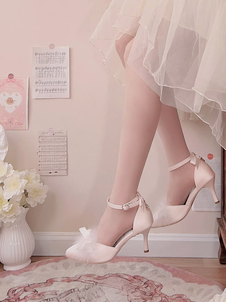 Pure Tea For Dream~Swan Lake~Sweet Lolita Shoes Satin Lolita Hight Heels 42090:733816