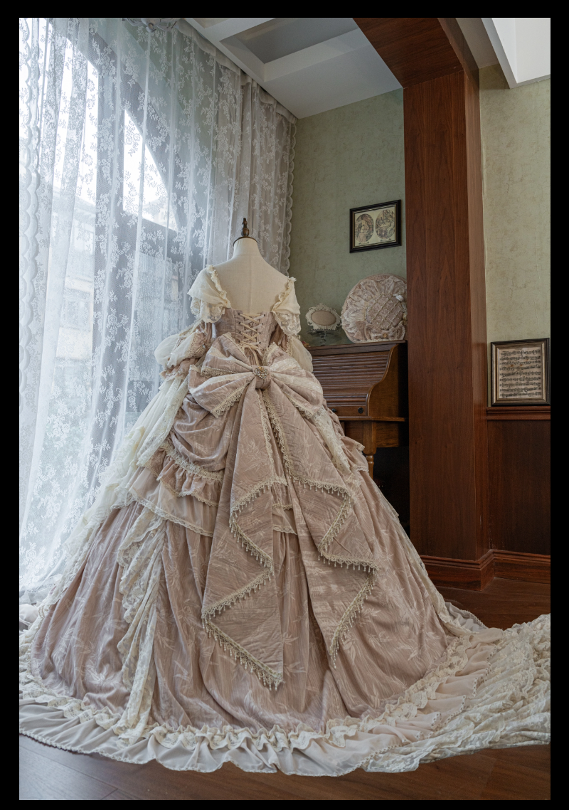 Guaji~Isabella~Wedding Lolita OP Bridal Dress with Tiered Petticoat and Trailing 42885:756866