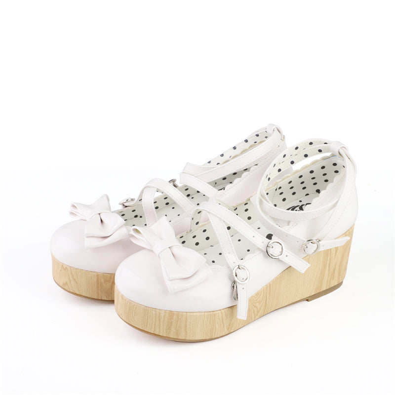 MODO~Old School Tata~Kawaii Lolita Hight Platform Shoes with Round Toe White 35