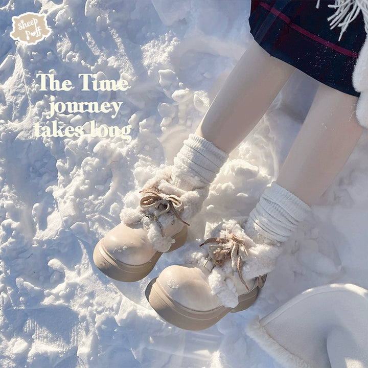 Sheep Puff~Retro Lolita Warm Snow Boots Multicolors   
